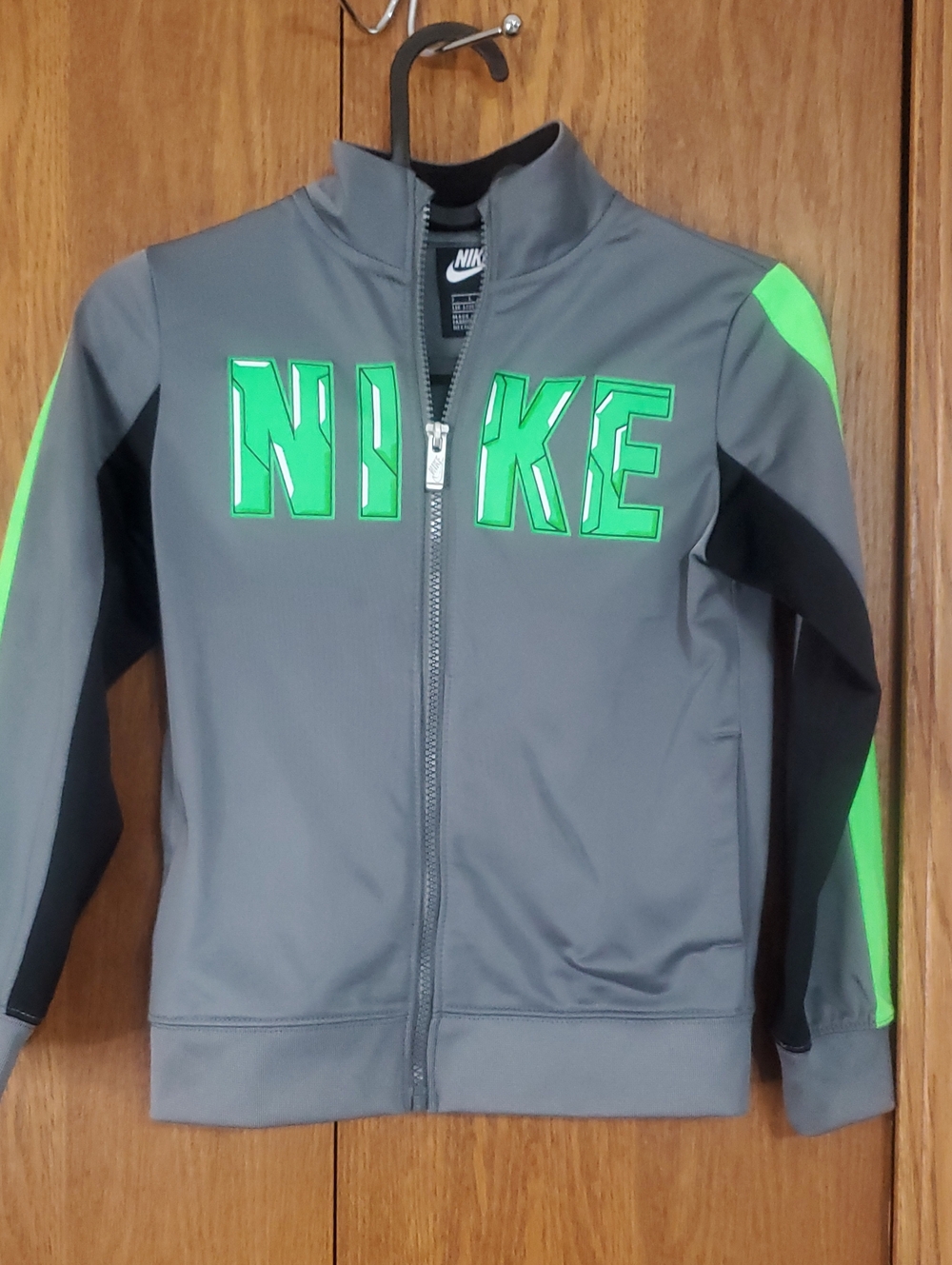 Nike Gray & Neon Green Kids' Full-Zip Athletic Jacket